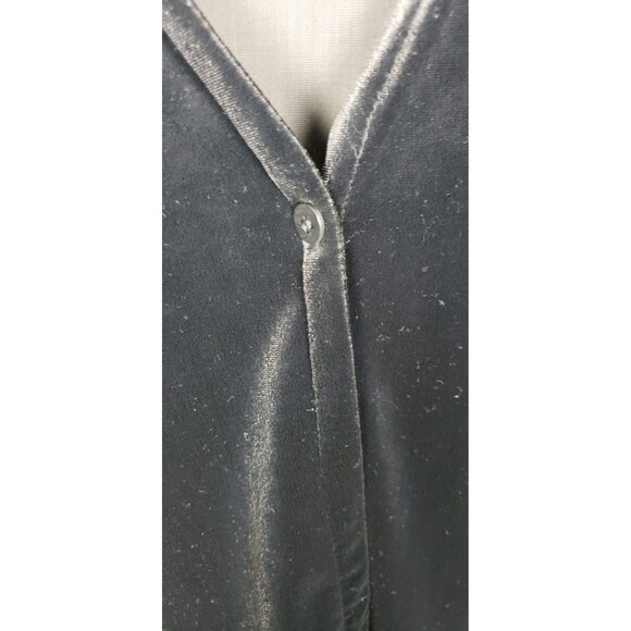 Eileen Fisher One Button Blouse Top M Black Velour Classic Minimalist Casual - Picture 3 of 8